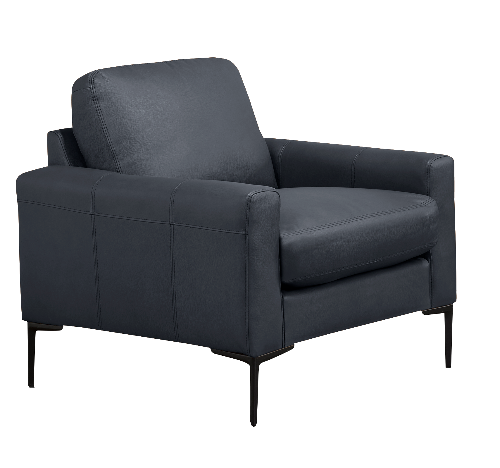 Navy Blue Genuine Leather Chair Canadian Furniture