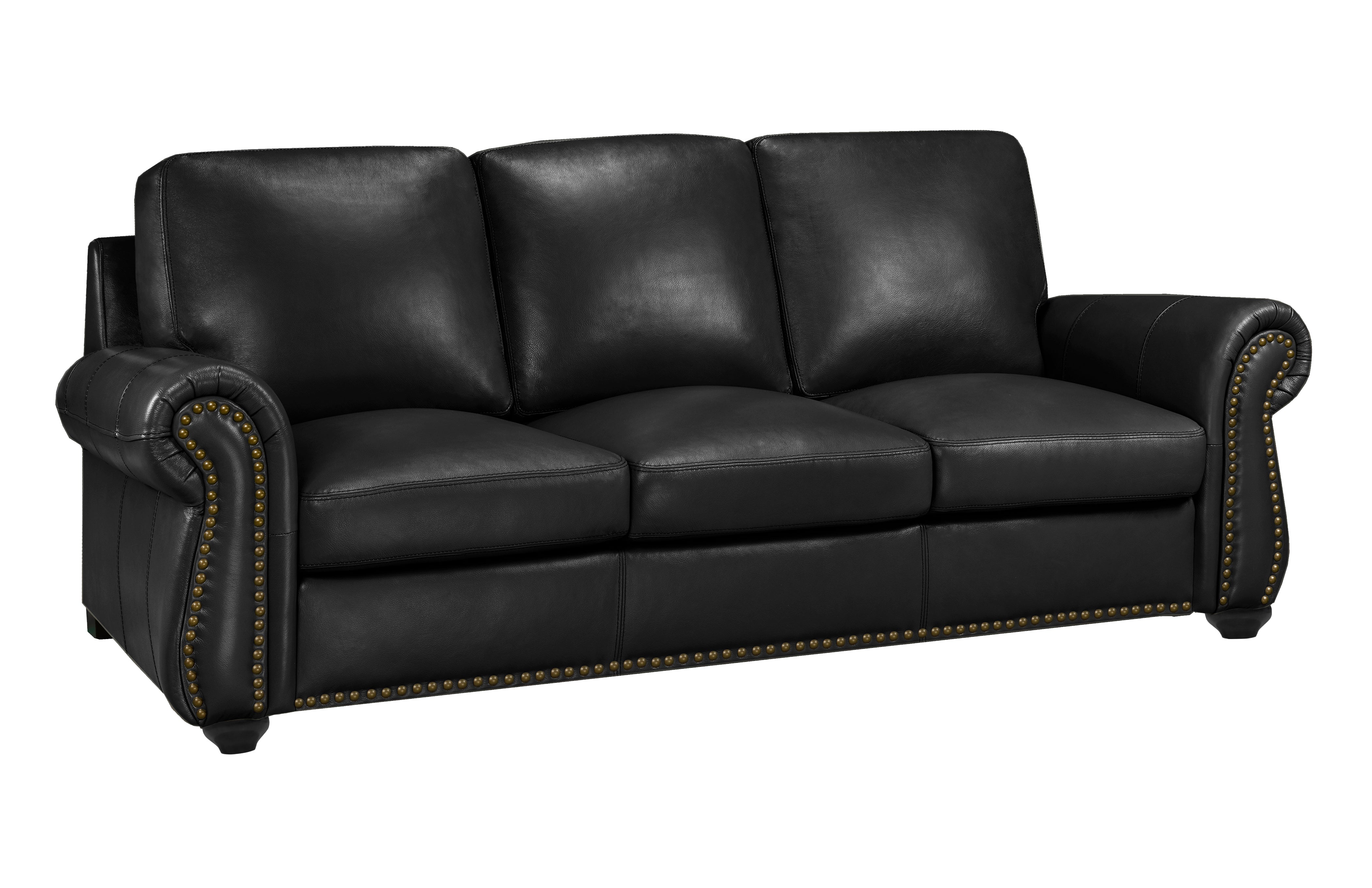 Black Genuine Leather Sofa | Living Room Furniture