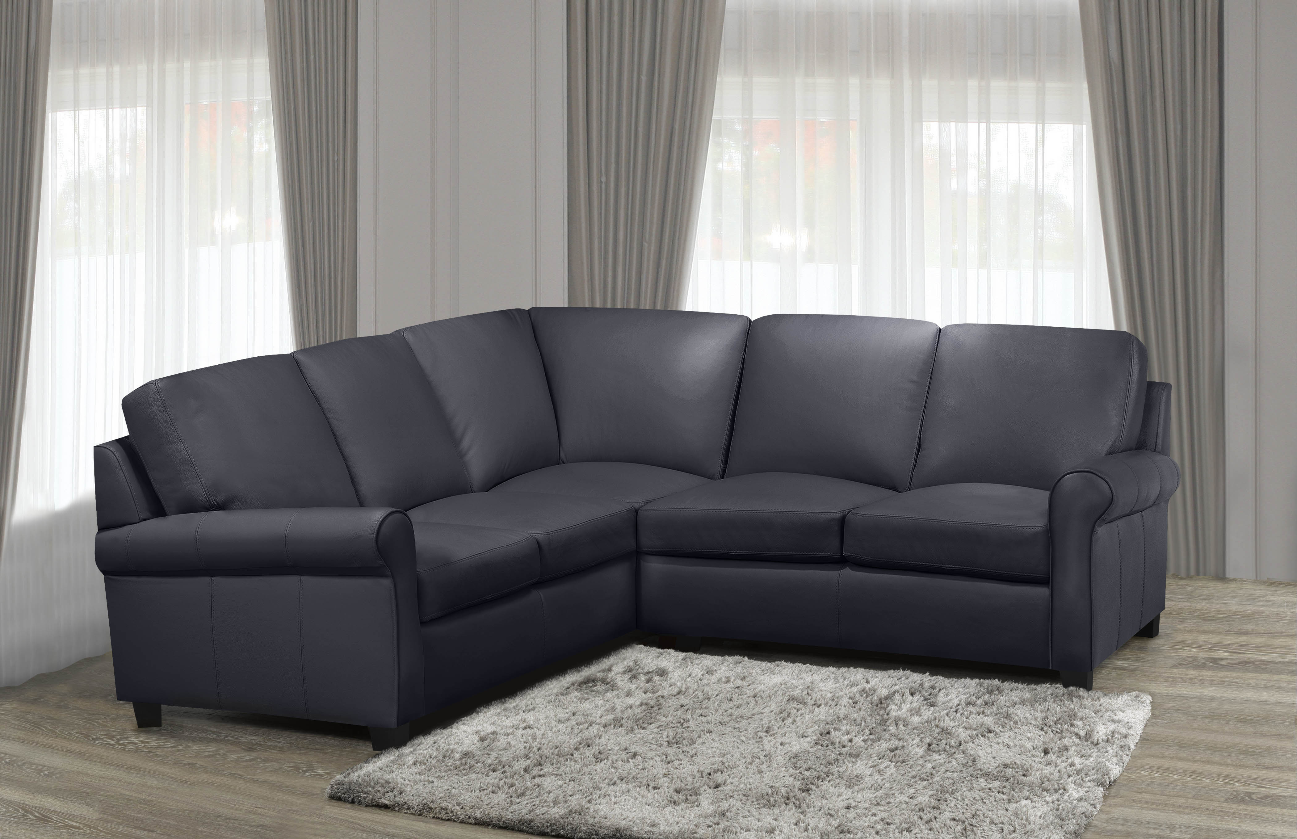 Rochester grey online leather corner sofa